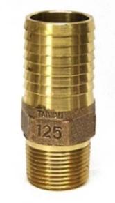 1-1/4" MIP X 1-1/4" Brass Barb Straight Male Adapter