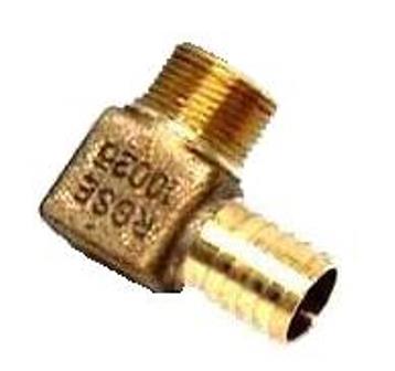 1" MIP X 1" Brass Ground Source Barb Elbow w/ 1/4" PT Port